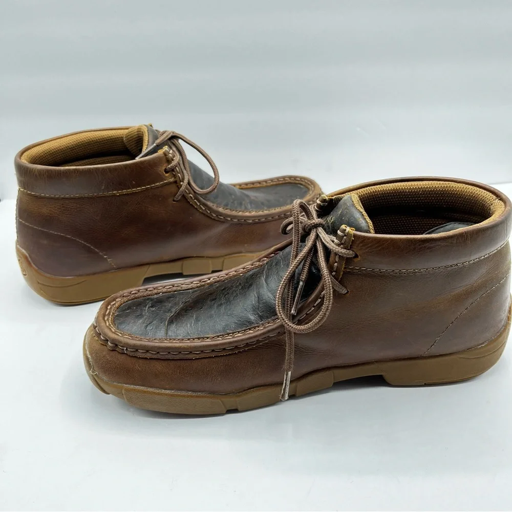 Justin Size 10.5 M Men's Cowhide Leather Casual Shoe Ostrich Vamp Mocs